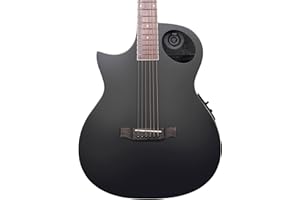 Lindo Left-Handed Neptune V1 Matte Black Electro Acoustic Guitar with F-4T Preamplifier LCD Tuner and Padded Gig Bag