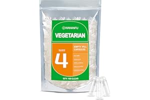 WANANFU Gélules vides végétales taille 4 (100 unités), compatibles avec la machine de remplissage de capsules taille 4