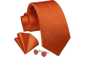 Enlision Mens Tie and Pocket Square Cufflinks Set Solid Color Paisley Tie Floral Necktie with Handkerchief for Wedding Party Formal Business