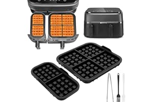 FEGAT Silikonowe belgijskie formy do wafli, kompatybilne z Philips N350, 2 sztuki, kompatybilne z Tefal Dual Easy Fry EY9018, wkładka waflowa, podwójna wkładka z silikonu, akcesoria do gofrów belgijskich