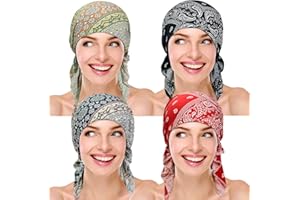 SAMSEROT 3 Pieces Women Chemo Hat Turban Beanie, Pre-Tied Headwraps Headwear Bandana for Hair Loss