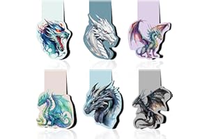 Luvart Dragon Shaped Magnetic Bookmark - 6 Pcs Cool Dragons Magnet Page Markers Gifts for Reading Lover Dragon Rider Book Markers Page Clips for Book Lovers Students Teacher School Reading