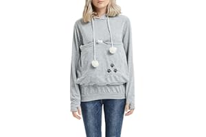 JAXICH Sale Clearance Womens Pet Pouch Hoodies Dog Cat Holder Carrier Long Sleeve Sweatshirt Big Kangaroo Pocket Pullover Cat Puppy Holder Big Pouch Top for Small Animals Gray Unisex Valentine Gifts for Him