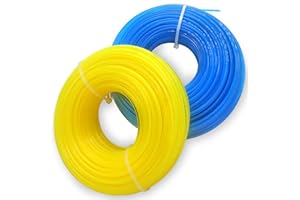 Zeqeey Replacement Trimmer Line, String Line Nylon Cord Length 100m, Diameter 1.6mm for Grass Trimmer, 2 Rolls (Blue 50m + Yellow 50m)