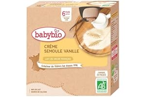 Babybio Semolina Vanilla Cream 6 Months and + Organic 4 Gourds of 85g