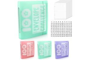 COYTEAR 100 Envelopes Money Saving Challenge, Cash Money Saving Organizer Wallets Portable Money-Saving Binder Creative Budget Book for Couples Travel Diary Budgeting Planning 100 Day to Save £5,050 (Blue)