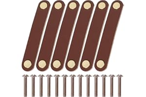 BJBJJIU Zestaw 6 Szczegółowych Uchwytów Meblowych z Ekologicznej Skóry, Premium Uchwyty do Szaf, Uchwyty do Szuflad, do Szafek Kuchennych, Komód, Wraz ze Śrubami Montażowymi