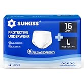 SUNKISS TrustPlus Adult Diapers Unisex L, 16 Pcs | High Absorbency, Odor Control, Anti-Leak Protection for Men and Women with