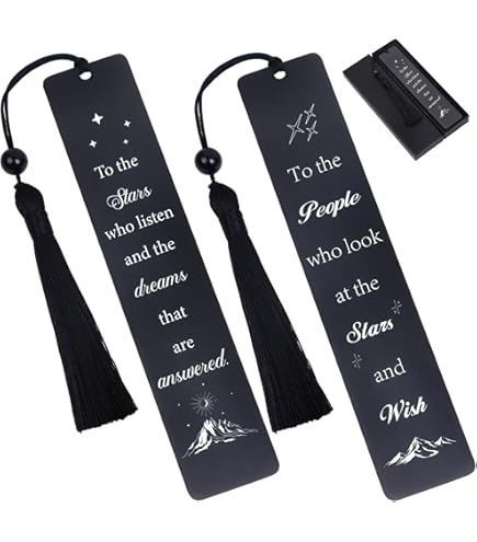 ACOTAR Inspired Bookmark - Stainless Steel Moon & Mountains Bookmark With Chain Tassel For Book Lovers