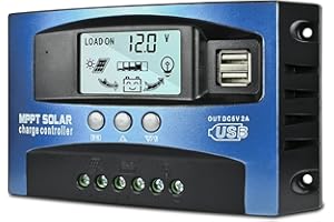 Depvko Regolatore di carica solare MPPT da 30 A, regolatore intelligente della batteria del pannello solare da 12 V/24 V con doppia porta USB, display LCD e impostazione timer ON/OFF ore