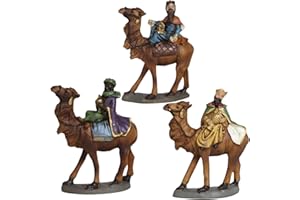 BEST&FREE X3 Figuras Reyes Magos con Camellos para Belén de Navidad 10 cm. Completa tu Portal con Las Tres Figuritas del Nacimiento.