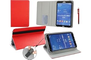Emartbuy Folio Étui Coque Portefeuille Universel 10-11 Pouces Rouge Multi-Angle avec Fentes pour Cartes, Elastique Gris & Stylet, Convenant Aux Modèles Listés Ci-Dessous