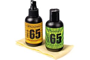 JIM DUNLOP 6501 System 65 Guitar Polish Kit, do czyszczenia korpusu gitary elektrycznej i akustycznej, w zestawie 2 produkty Formula65 i 2 ściereczki z mikrofibry