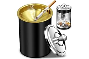 BRSINSE Auto Aschenbecher mit Deckel - Tragbarer Autoaschenbescher, Edelstahl Fahrzeug Rauchfreien Aschenbecher, Autoaschenbecher Auto Aschenbecher Zigaretten Aschenbecher für Reisen Vans Outdoor (Schwarz)