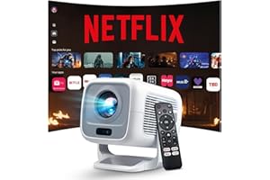 [Compatible with Netflix Google CTS Approved] Smart Proyector Nativo 1080P FHD 4K Soporte, Auto Focus/Keystone, 12000 Lumens Proyector Portatil iOS/HDMI/USB LYNCAST N300 Android 13 Mini Projector