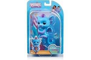 WowWee Fingerlings smok niebieski z fioletowym brokatem Tara – 3581 / interaktywna zabawka, reaguje na dźwięki, ruchy i dotyk