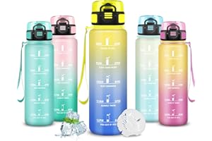 Mujigaga Borraccia, 500ml Borraccia Bambini, Senza Perdite, Borraccie Motivazionale, Facile da Pulire, Borraccie con Orari per Bere, Borracce con Filtro, per Campeggio, Ufficio, Ciclismo, Nuoto