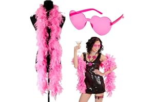 YIZEMAY Boa en plumes roses épaisses de 80 g pour enfants et adultes, 2 m, en plumes de dinde naturelles pour fête, mariage, enterrement de vie de jeune fille, Halloween, fête de Noël, rose