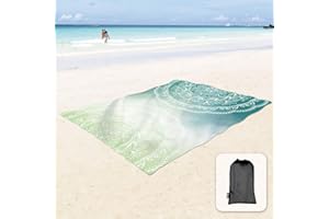 Sunlit Manta de Playa Suave y Sedosa a Prueba de Arena, con Bolsillos en Las Esquinas y Bolsa de Malla de 6 x 7 Pulgadas para Fiestas en la Playa, Viajes, Camping y Festivales de música al Aire Libre