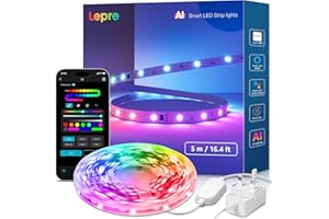 Lepro S1 AI Smart LED Strip Lights 5M RGB+IC, Works with Alexa & Google Assistant, Music Sync, Colour Changing, WiFi Bluetooth App Voice Control, Personalized AI Lighting Designer, Flexible LED Lights