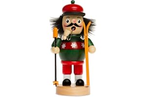 ‎SIKORA Sikora Räuchermännchen aus Holz Verschiedene Motive Räucherfigur Deko Weihnachtsfigur - RM-B, Farbe/Modell:B10 grün - Skifahrer, Höhe in cm:Höhe ca. 16 cm