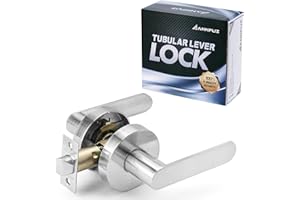 ANNFUZ Interior Passage Lever Door Handle,Non-Locking Lever Set [for Hallway or Closet Doors],Round Door Lever Without Keys,Reversible for Bedroom, Bathroom and Rooms,Satin Nickel