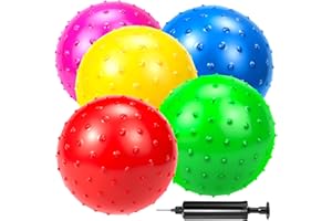 Hymaz Balls for Toddlers 1-3, Kids 9" Inflatable Bouncy Balls 5 Pack Colorful Soft Massage Ball Sensory Toys Knobby Ball Indoor Outdoor Games