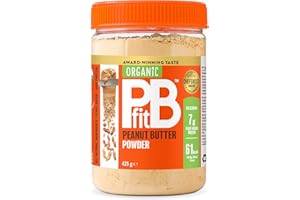 PBfit Organic Peanut Butter Powder - 87% Less Fat, High Protein, Gluten Free, Natural and Organic Nut Butter Spread - Powdered Peanut Butter from Real Roasted Pressed Peanuts - 425g