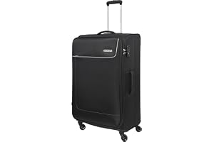 American Tourister Jamaica Suitcase, Check-In Size 80 cm / 30 inch, 4 Spinner Wheels, Soft Top, 100% Polyester, Black|TSA Lock|Expandable|Front Pocket Storage|Corner Guard - 3 Years Global Warranty