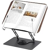 HT-907 Metal Ahşap Kitap Okuma Standı 360 D&ouml;nebilen Katlanabilir Masa&uuml;st&uuml; Rahle Laptop Standı Tablet
