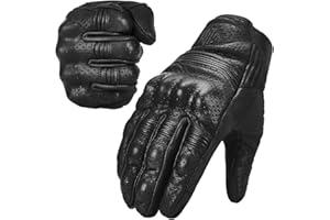 ILM Goatskin Leather Motorcycle Motorbike Powersports Racing Gloves Touchscreen for Men and Women Black