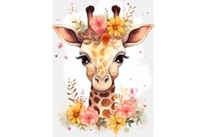 askkqtx Diamond Art Kits for Adults, Giraffe DIY 5D Round Full Drill Diamond Painting Gem Art Kits for Beginner Crafts, Animal Diamond Dots Kit for Home Wall Decor 12x16 Inch