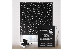 Valquid Blackout Blind, 200×145cm Temporary Blackout Blinds Stick on Window, Portable Blackout Blind with 10 Pairs Velcro – Blackout Curtains for Bedroom, Cut to Any Size or Shape