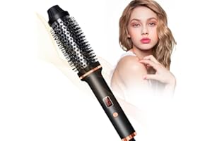 Saponhonix Thermal Brush 38 mm, Céramique Tourmaline Ionique Réglable Fer à Friser, Brosse Ronde, Brosse à Friser Double Tension Brosse Lissante, 290-450℉ Température Réglable