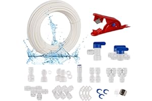 ilauke 15 m cavo di alimentazione dell'acqua universale, set di collegamento 25 pezzi RO Water Filter raccordo per tubo da 1/4 pollici, tubo per frigorifero, dell'acqua (Y + T + I + L tipo +