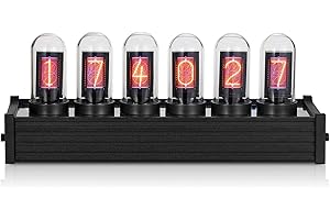 Douk Audio EleksTube - Reloj digital digital IPS, pantalla grande, control de PC, reloj de tubo para decoración del hogar, reloj LED, reloj digital retro vintage (negro)