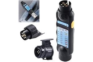 GAOUTO Testeur de remorque à 7 broches : fiche d'attelage de remorque avec adaptateur 13 à 7 pôles et 7 à 13 pôles - Appareil de test pour éclairage de remorque de voiture 12 V - Dépannage du câblage