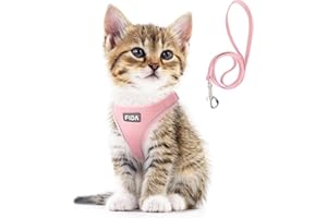 Fida Zestaw uprzęży dla kota i smycz do spaceru, kotka i szczeniaka, odporna na ucieczkę, uprząż dla kotka z oddychającą, lekką miękką siatką, regulowana, odblaskowa konstrukcja Step-in (XXXS, różowa)