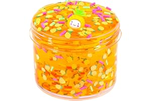 KELVSBEM Premade Big Crystal Slime Pack, Golden Clear Glimmer Crunchy Slime for Kids, for Stress Relief Toy, Kids Party Favor, Birthday Easter for Girls Boys (7oz 200ml)