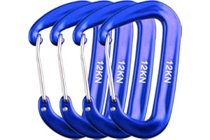 Azarxis Mousquetons 12kN Mousquetons avec Ressort 4 Pièces Petit Mousqueton en Forme D Léger pour Porte Clé Camping Randonnée Sac à Dos