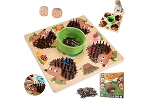 WDJLNZB Igel Steckspiel Holz,Montessori Spielzeug,Mathe Feinmotorik Spiel & Zählspielzeug,Igel Steckspiel Pädagogisches Sensorisches für Kinder, Montessori Lernspielzeug Brettspiel mit Würfeln ab 3+ Jahre
