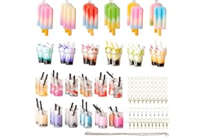 Souarts 48 Stück Anhänger aus Harz, Bonbon-Anhänger, Bär, Einhorn, Regenbogen, bunte Bonbon-Charms für Ohrringe, Armband, Halskette und Handwerk DIY