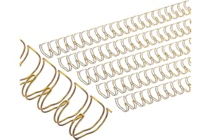 PATIKIL 14mm (9/16") Peines de Encuadernación de Doble Bucle, 50Pcs Bobinas de Encuadernación de Doble Bucle de Metal con Capacidad para 120 Hojas, Paso 2:1, 21 Anillas, Tono Dorado
