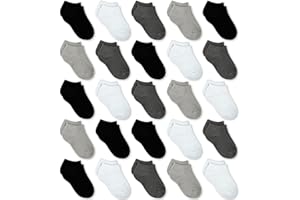 GENTABY Boys Girls Ankle Socks - Unisex Toddler Black White Gray Low Cut Socks - 25 Pairs for 0-13 Years Infant Newborn School Running Socks