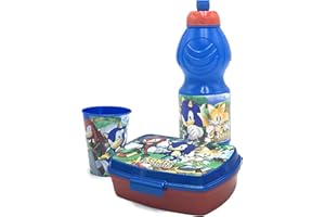 ICE TOYS Set merende porta pranzo plastica bottiglia da 400 ml 1 tazza 1 contenitore (sonic)