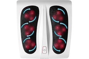 HoMedics Massaggiatore Piedi Elettrico con Funzione Calore - Massaggiatore Plantare, 6 Testine Massaggianti e 18 Nodi Rotanti, Massaggio Rinvigorente, Intenso e Profondo per Ridurre lo Stress - Bianco