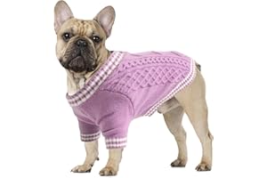 LiebeDD Maglioncino Cane di Taglia Piccola Media Grande, Maglione Cane Gatto, Animali Domestici Pullover Lavorato Maglia Cane, Caldo e Morbido Vestiti per Cani Invernali, Viola, XL