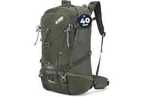 Terra Peak Wanderrucksack 40L Flex 40 Premium groß mit Rückenbelüftung, Regenschutzhülle & Trinksystem-Halterung, Trekkingrucksack aus atmungsaktivem 3D Air Mesh - Outdoor Daypack mit Hüftgurt