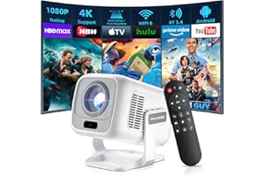 [Auto Focus/Keystone] Salange 4K Short Throw Projector,15000Lumen FHD 1080P Smart Portable Projectors,Mini Projector with WiFi6 BT5.4, Android 11,Video Proyector for bedroom,Home Cinema,Kid Gifts