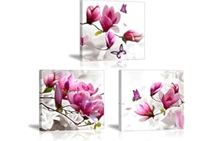 Piy Painting Lot de 3 Impression sur Toile, Moderne Tableau sur toile de élégant Fleurs Orchidée 30x30cm, Tendue sur Châssis en Bois pour Déco d'art Murale en Salle de Bain Cadeau de fête des mères